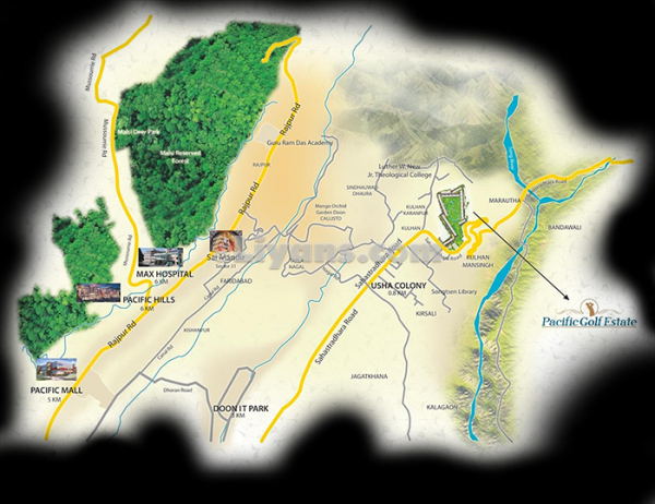 Location Map of 2 Bhk Luxury Apartment In The Lap Of Himalayas In Dehradun.